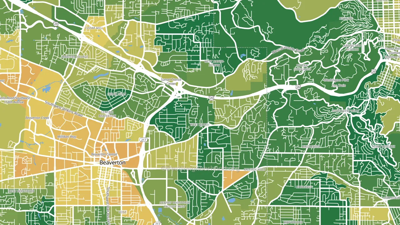 97225, OR block-group voter-turnout map