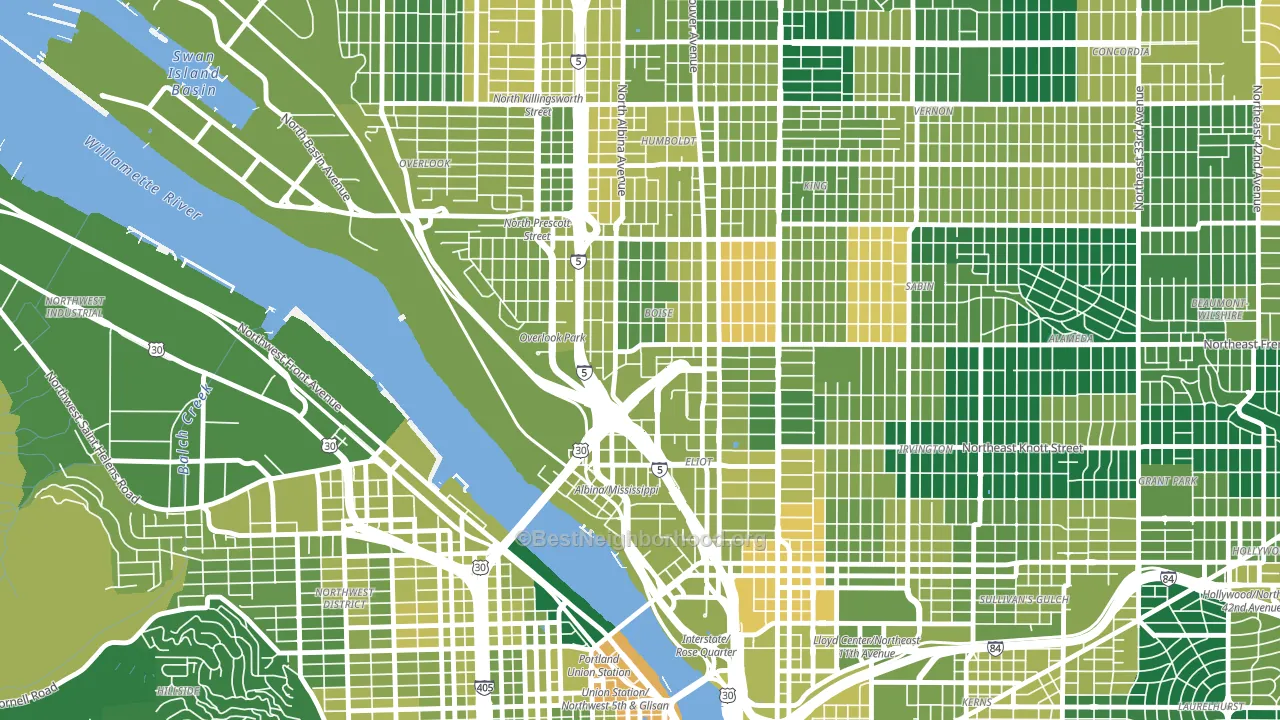 97227, OR block-group voter-turnout map