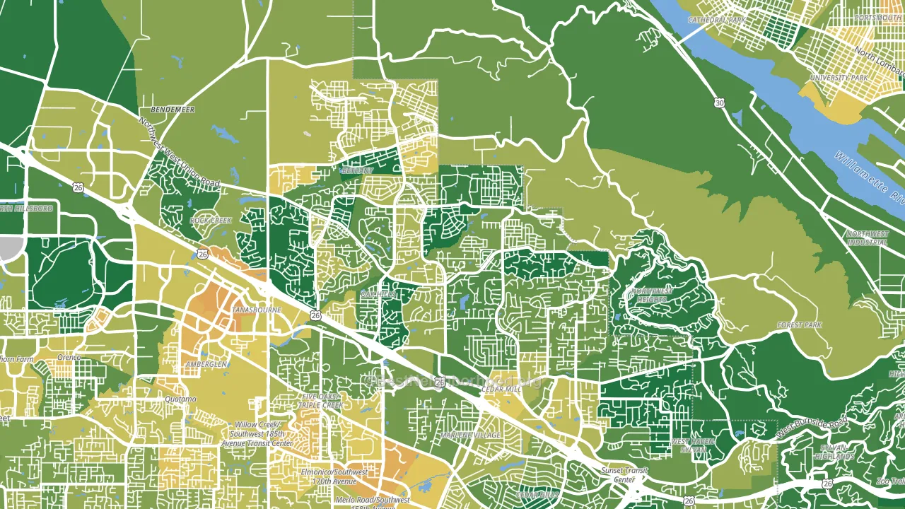 97229, OR block-group voter-turnout map