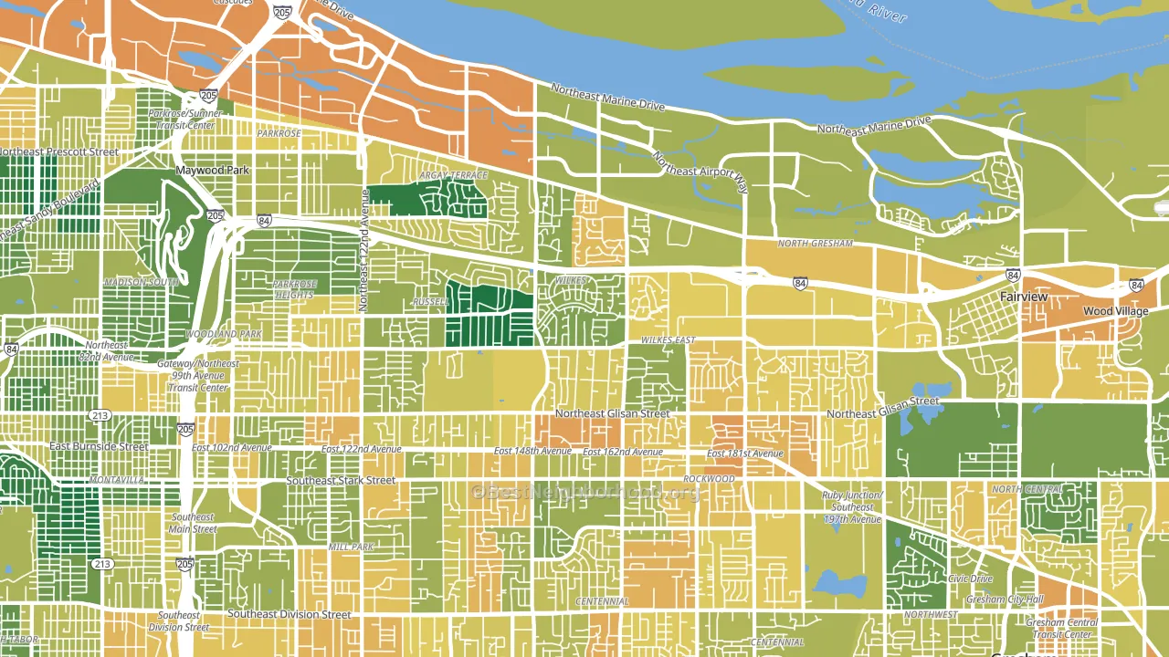 97230, OR block-group voter-turnout map
