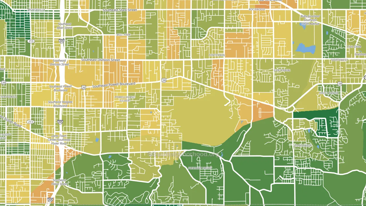 97236, OR block-group voter-turnout map