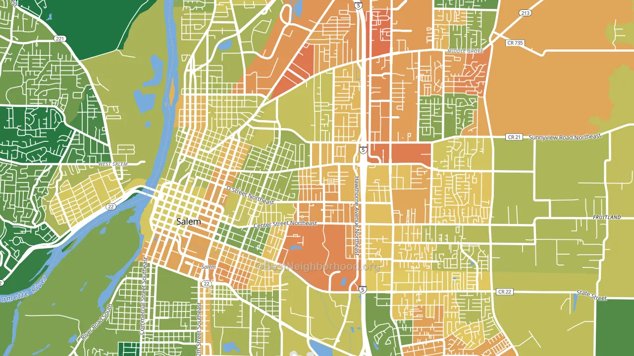 97301, OR block-group voter-turnout map