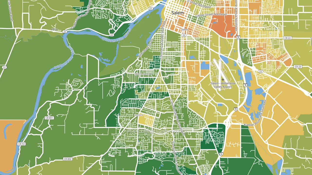 97302, OR block-group voter-turnout map