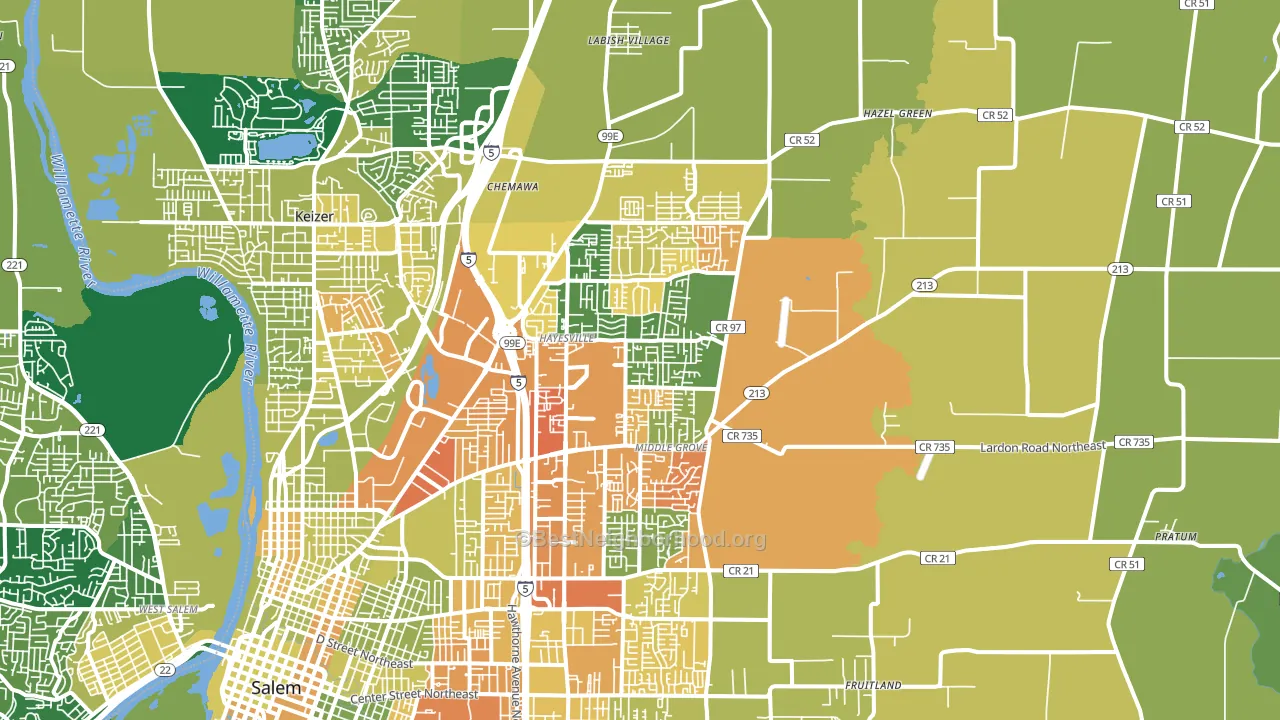 97305, OR block-group voter-turnout map