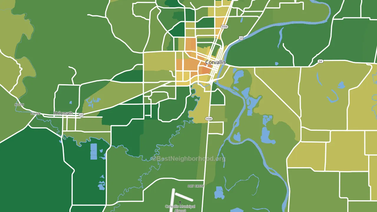 97333, OR block-group voter-turnout map
