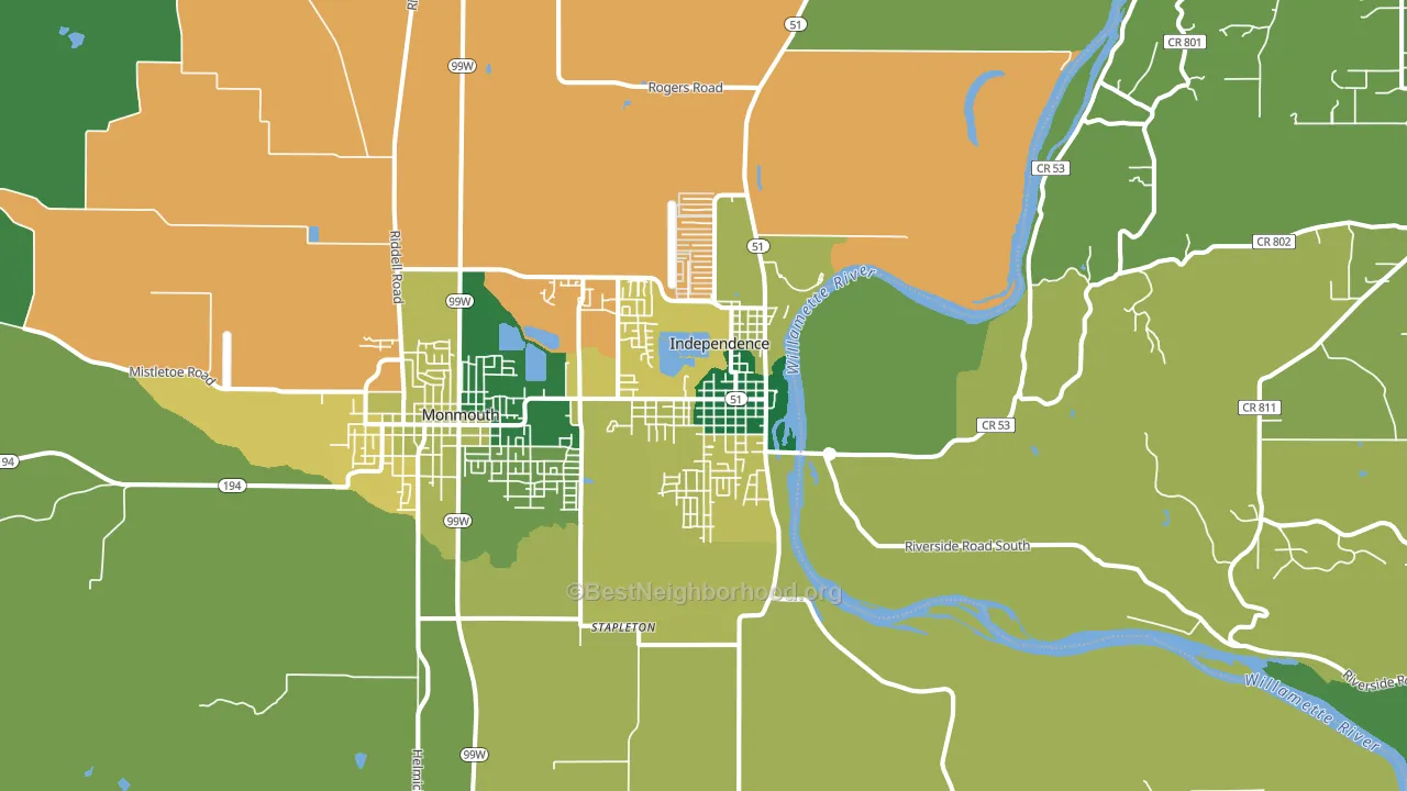 97351, OR block-group voter-turnout map