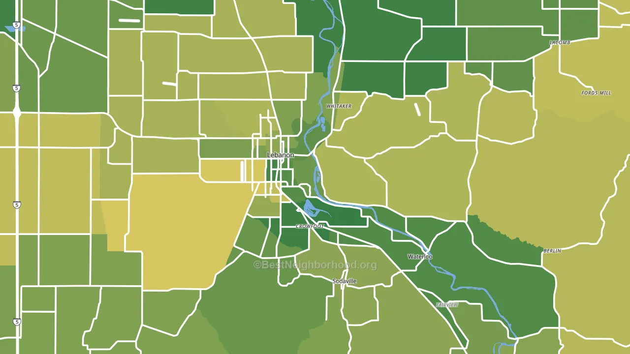 97355, OR block-group voter-turnout map