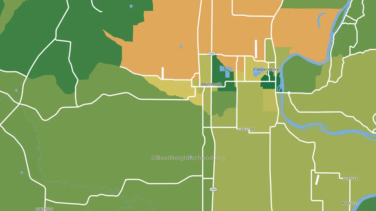 97361, OR block-group voter-turnout map
