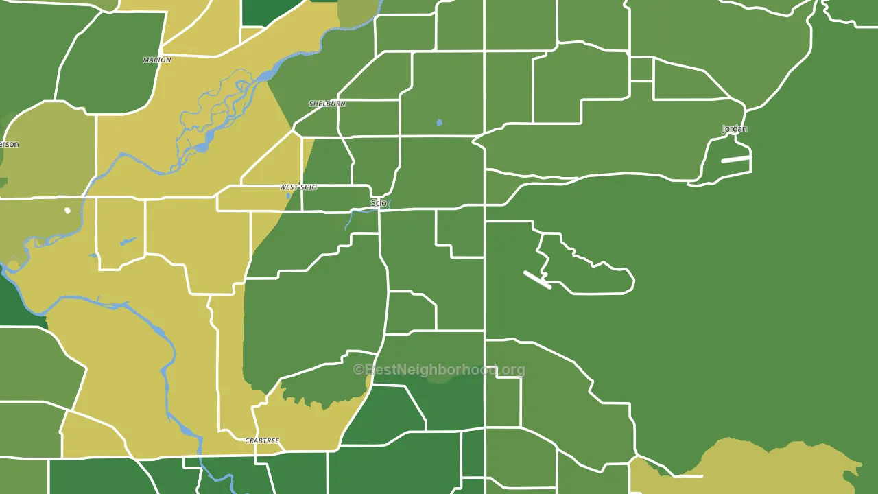 97374, OR block-group voter-turnout map