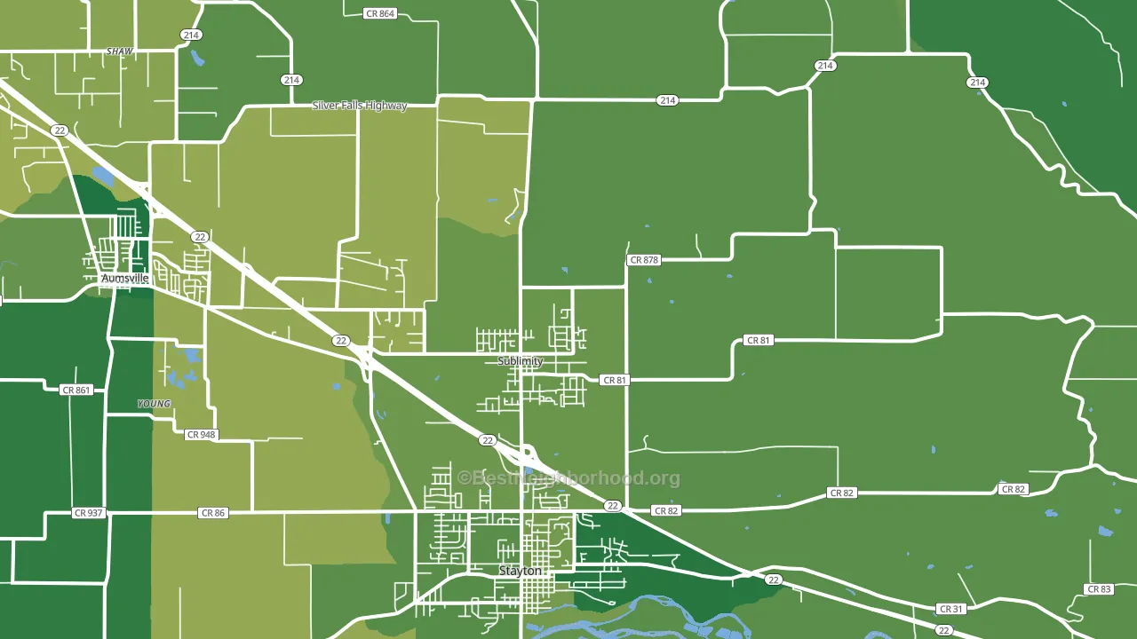 97385, OR block-group voter-turnout map