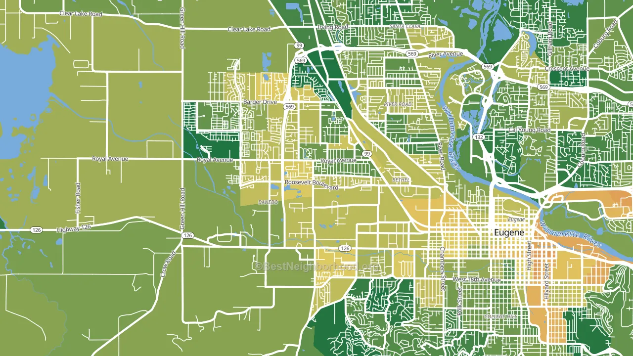 97402, OR block-group voter-turnout map