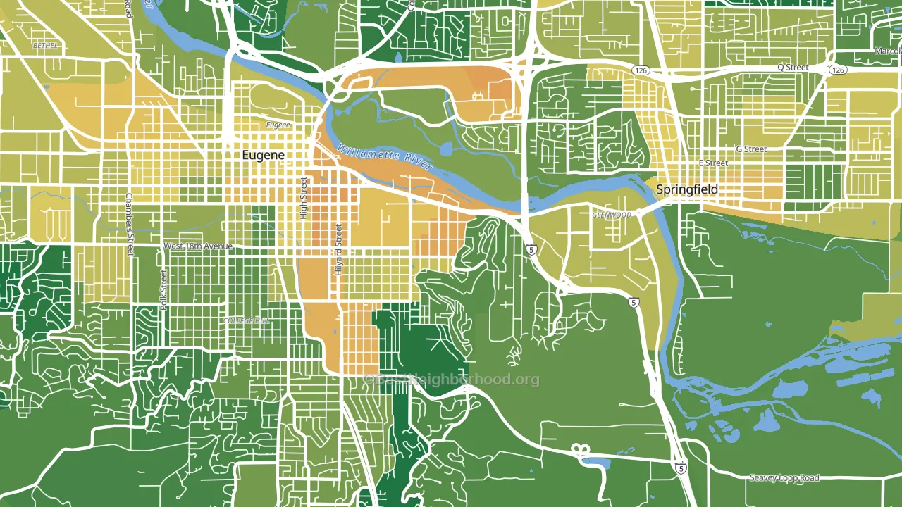 97403, OR block-group voter-turnout map