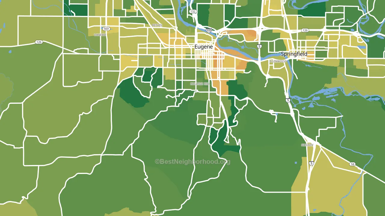 97405, OR block-group voter-turnout map