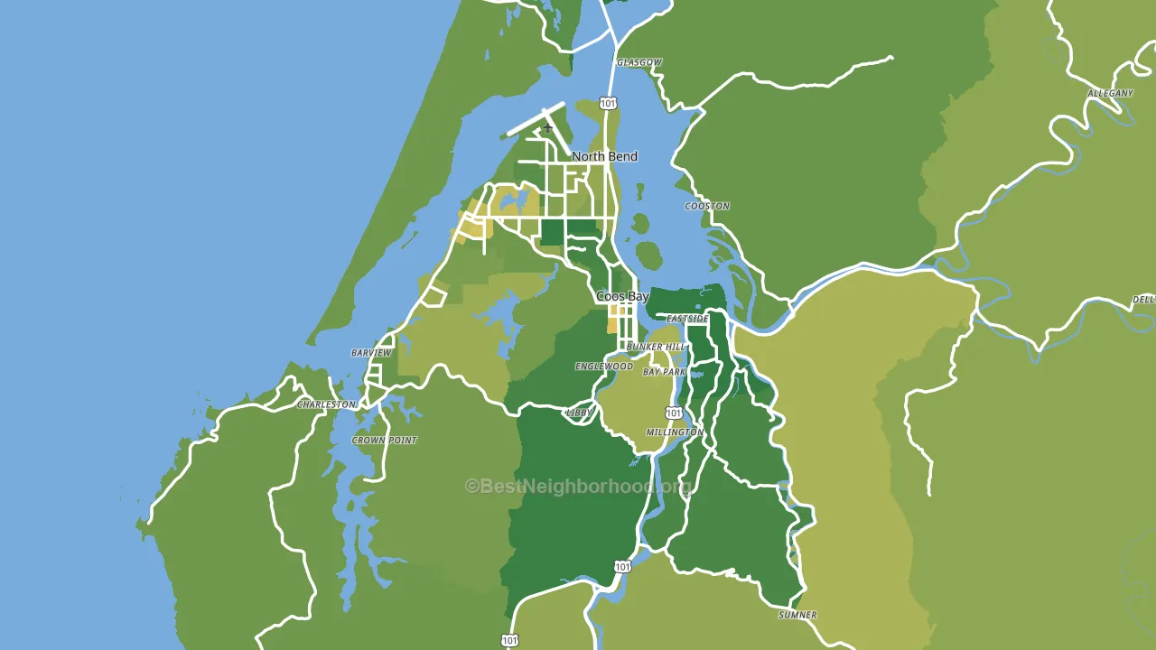 97420, OR block-group voter-turnout map