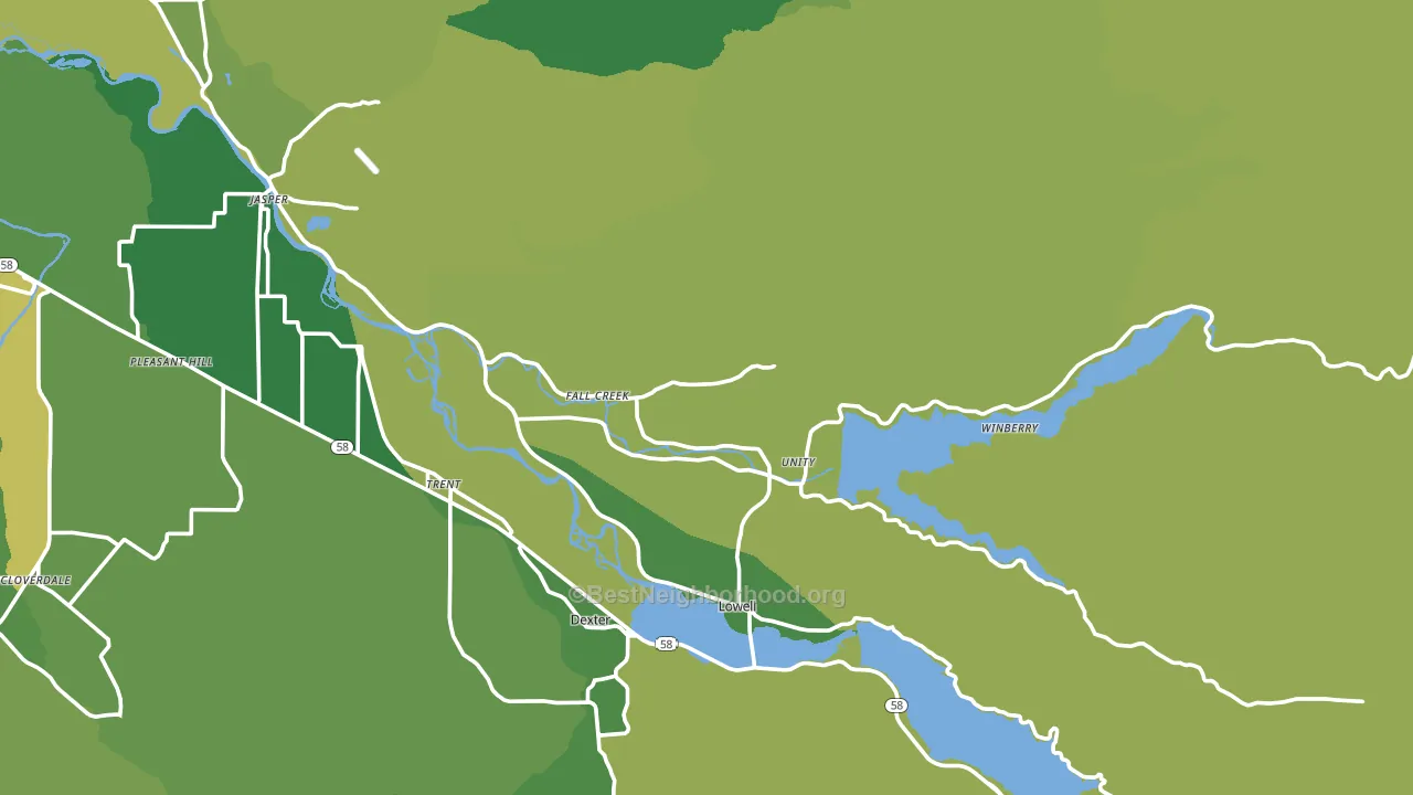 97438, OR block-group voter-turnout map