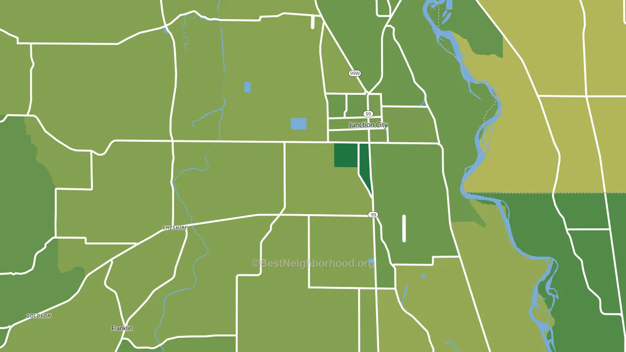 97448, OR block-group voter-turnout map