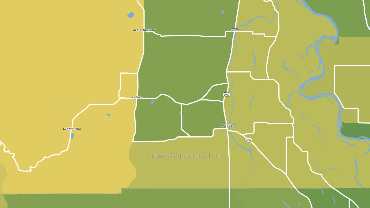 97456, OR block-group voter-turnout map