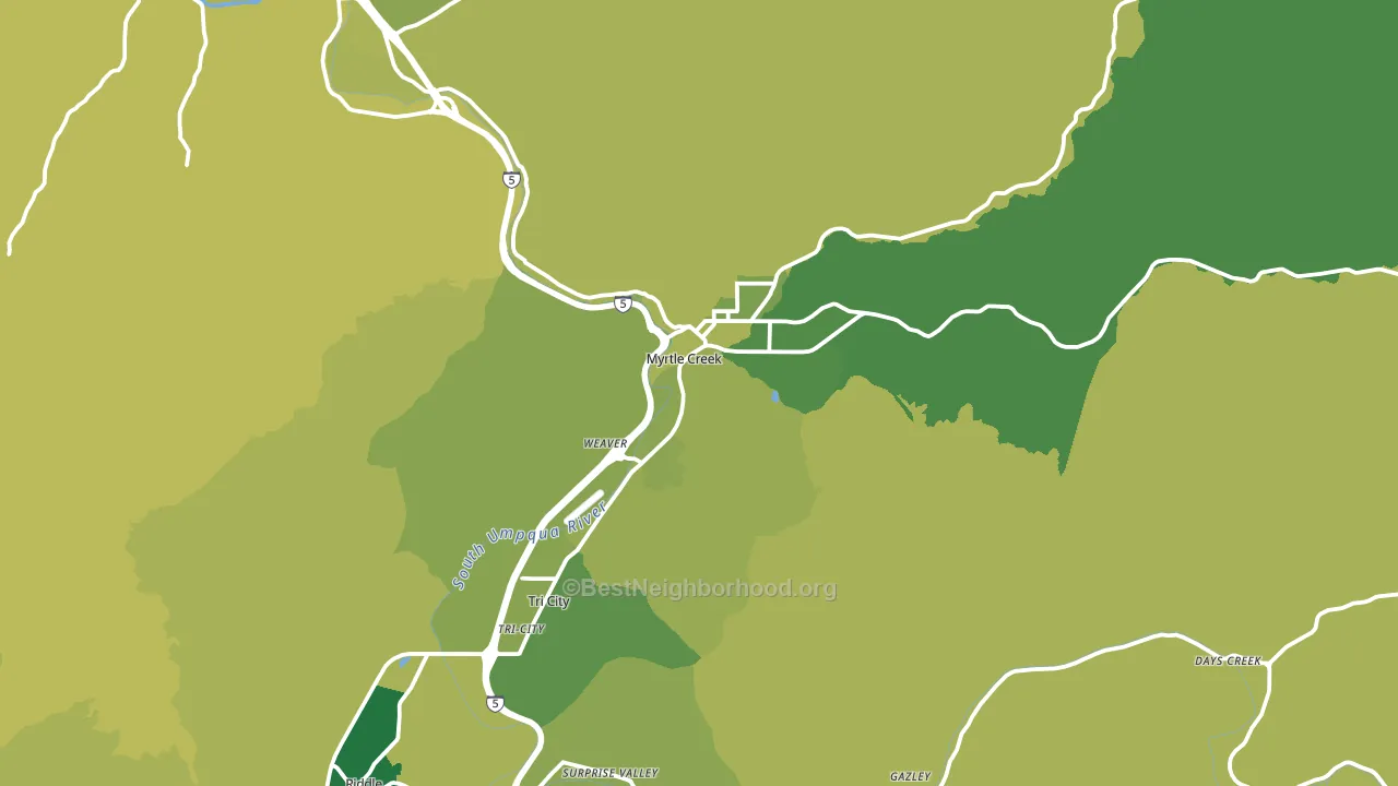 97457, OR block-group voter-turnout map