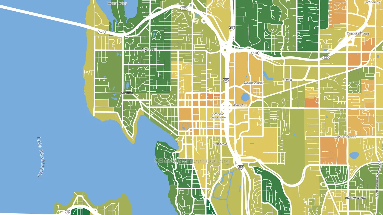 98004, WA block-group voter-turnout map