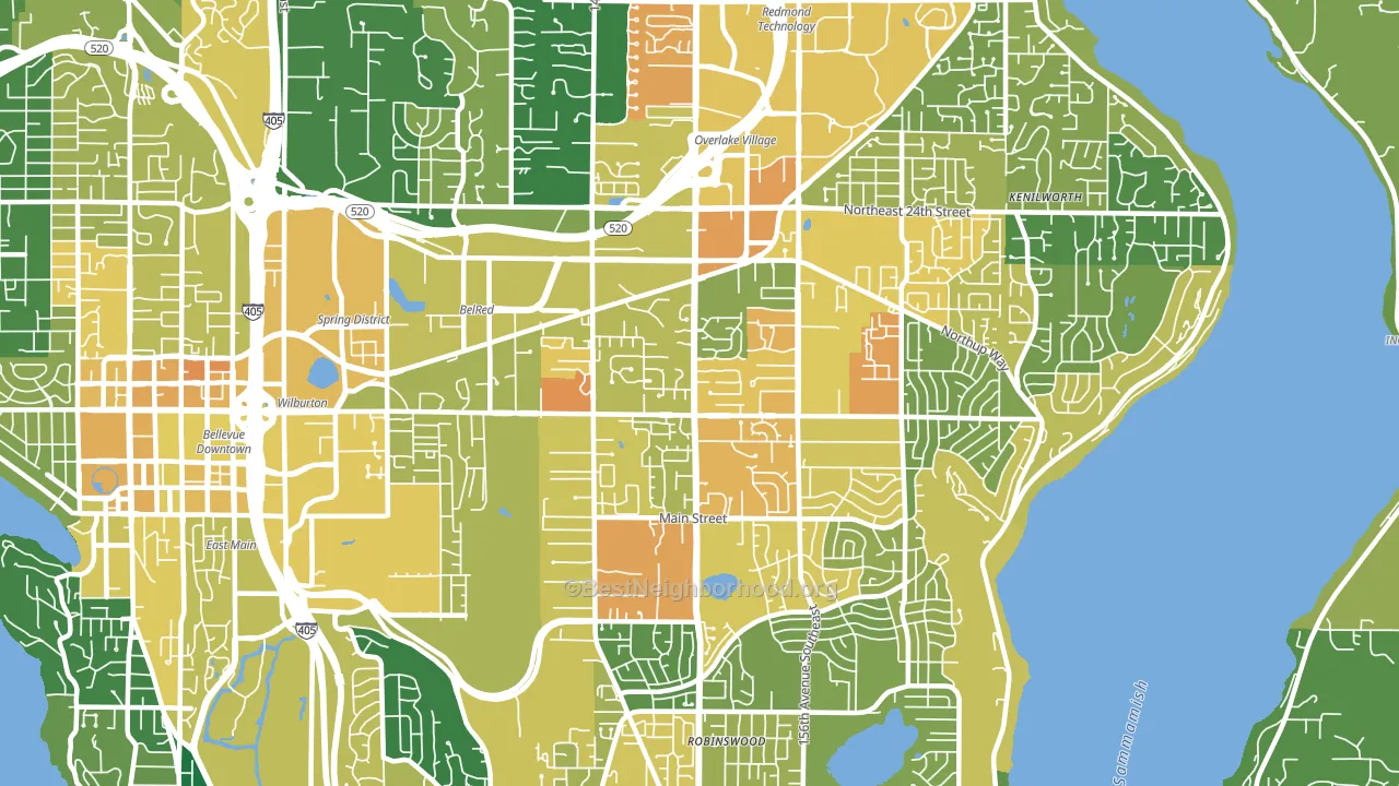 98007, WA block-group voter-turnout map