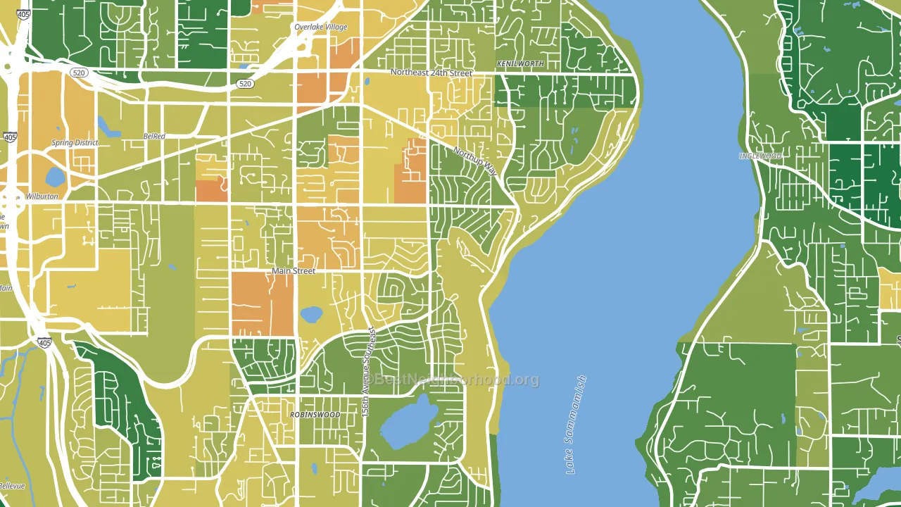 98008, WA block-group voter-turnout map