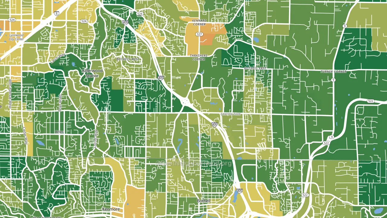 98021, WA block-group voter-turnout map