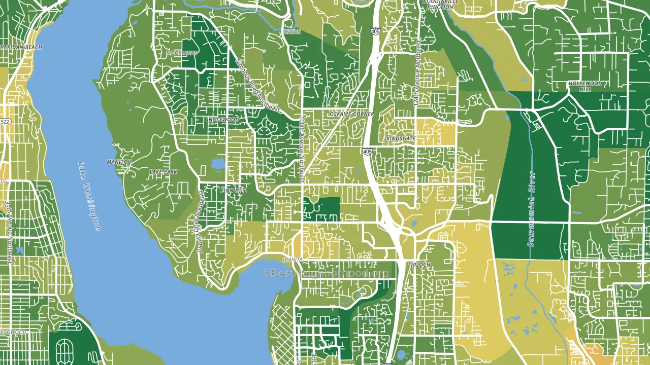 98034, WA block-group voter-turnout map