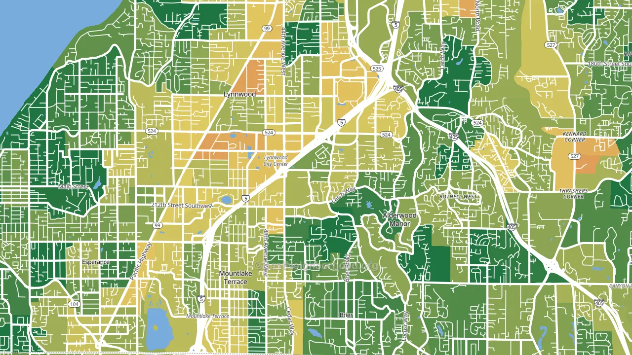 98036, WA block-group voter-turnout map