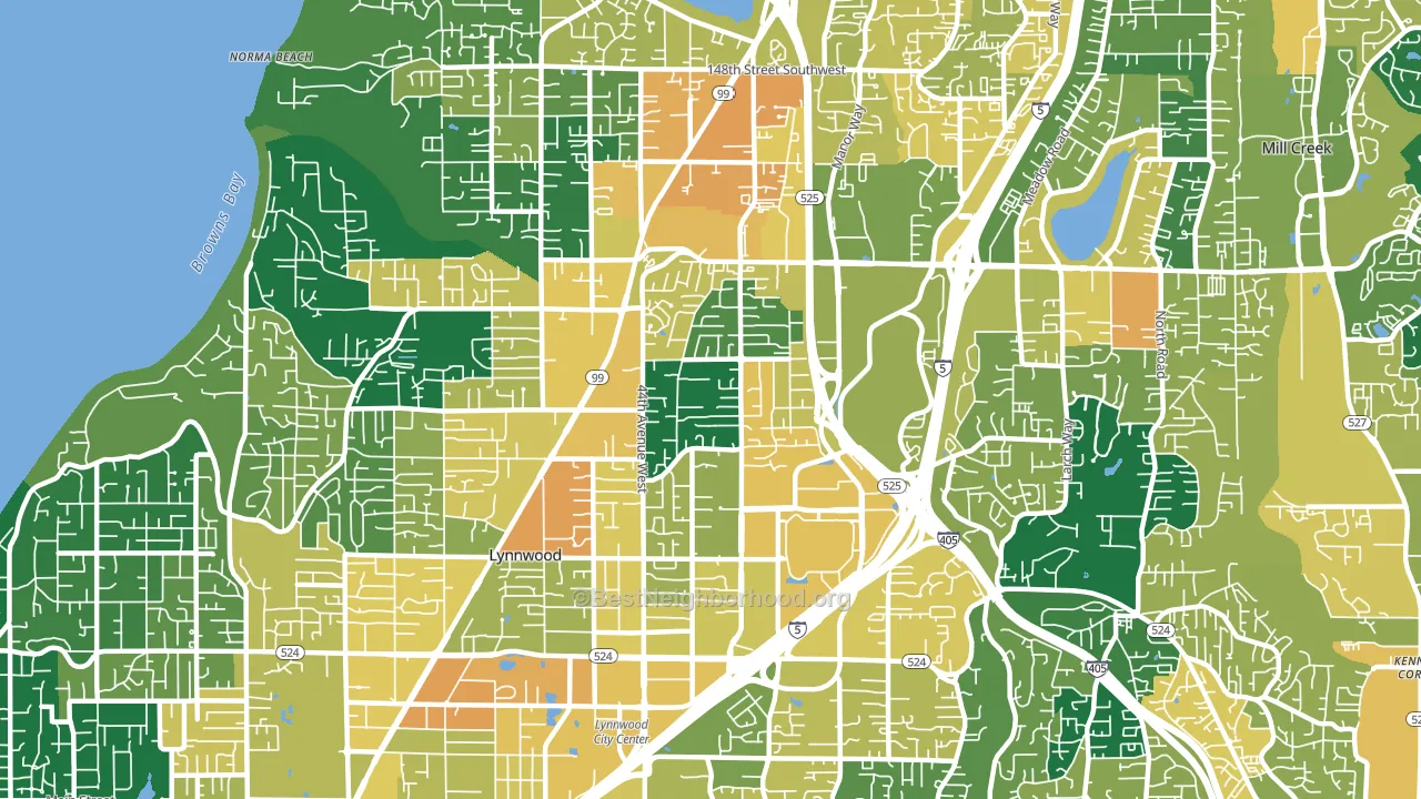 98037, WA block-group voter-turnout map