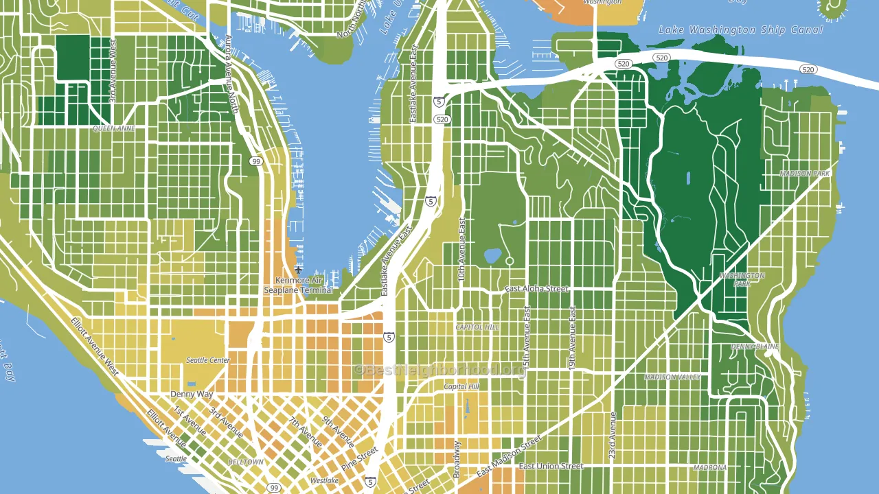 98102, WA block-group voter-turnout map