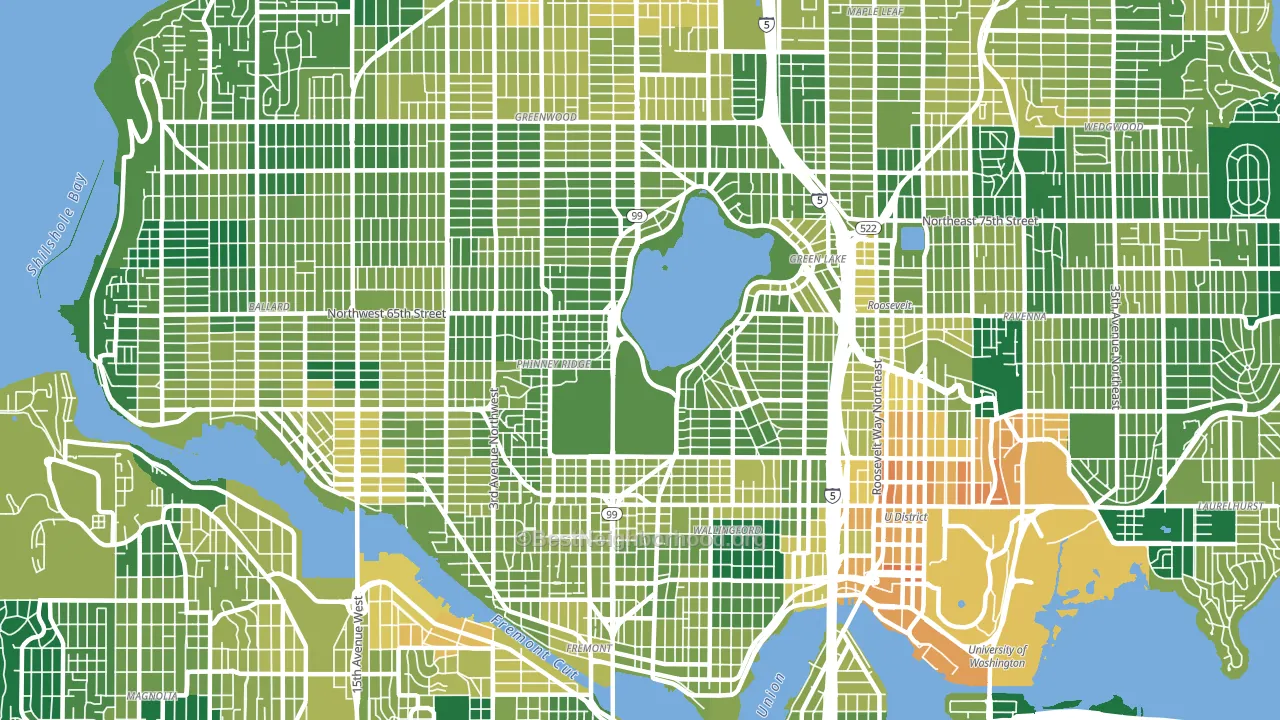 98103, WA block-group voter-turnout map