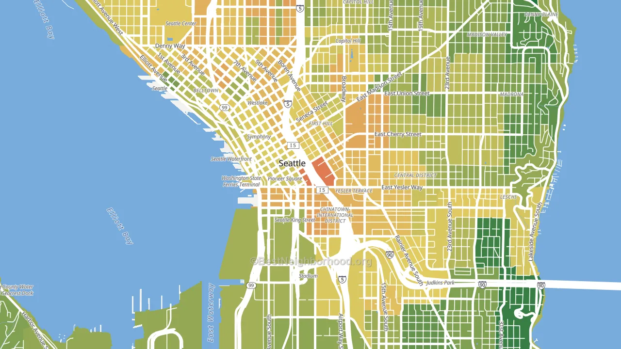 98104, WA block-group voter-turnout map