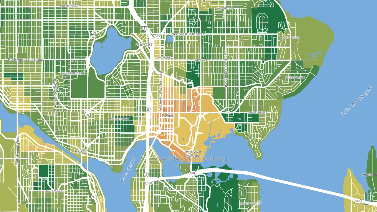 98105, WA block-group voter-turnout map