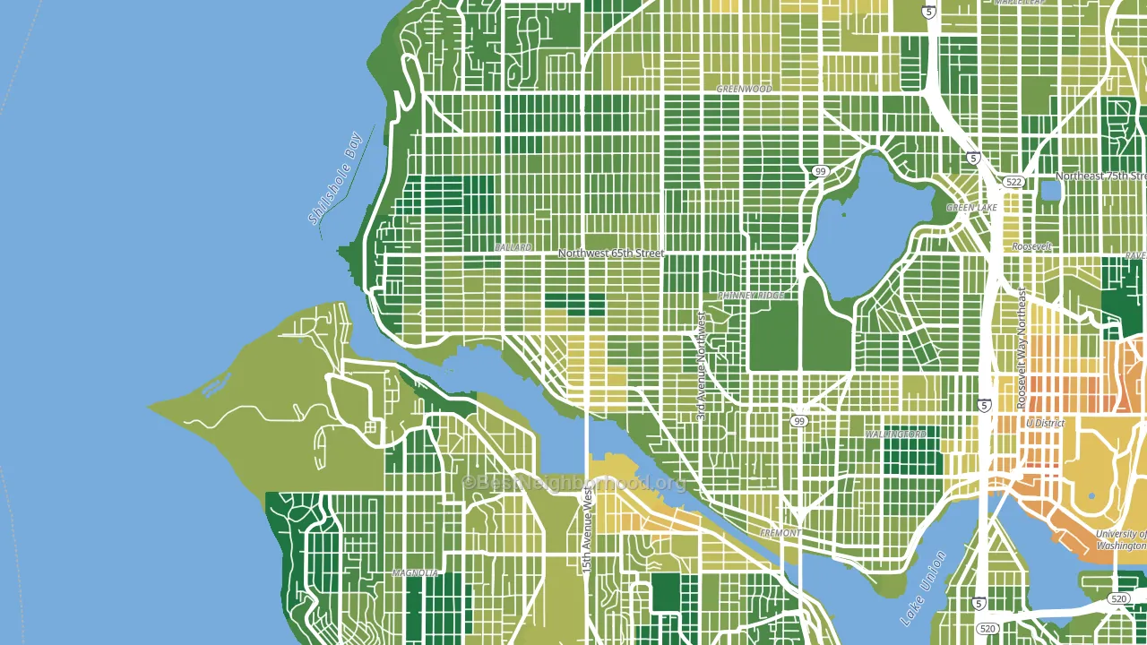 98107, WA block-group voter-turnout map