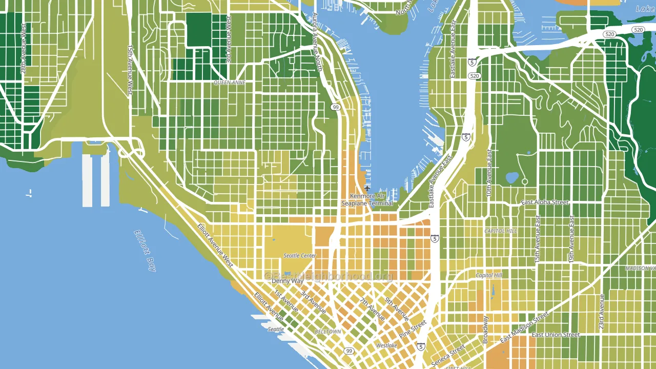 98109, WA block-group voter-turnout map