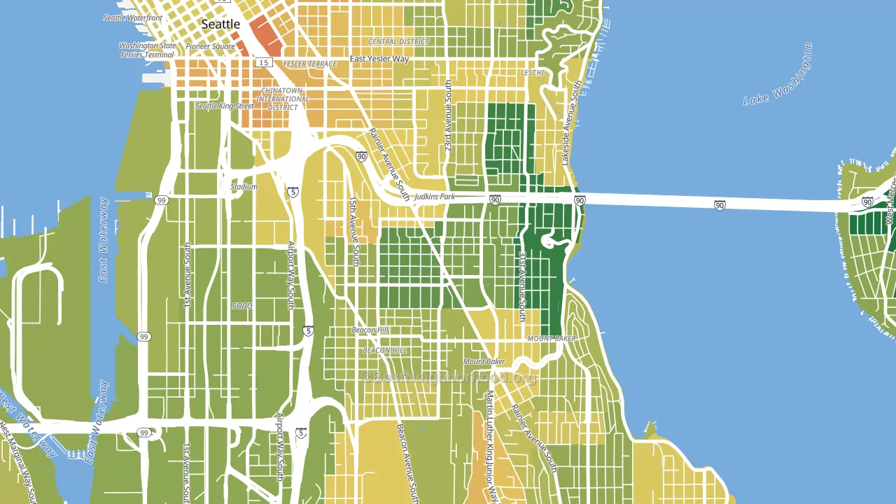 98144, WA block-group voter-turnout map