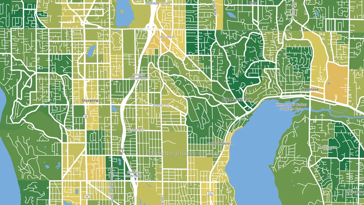 98155, WA block-group voter-turnout map