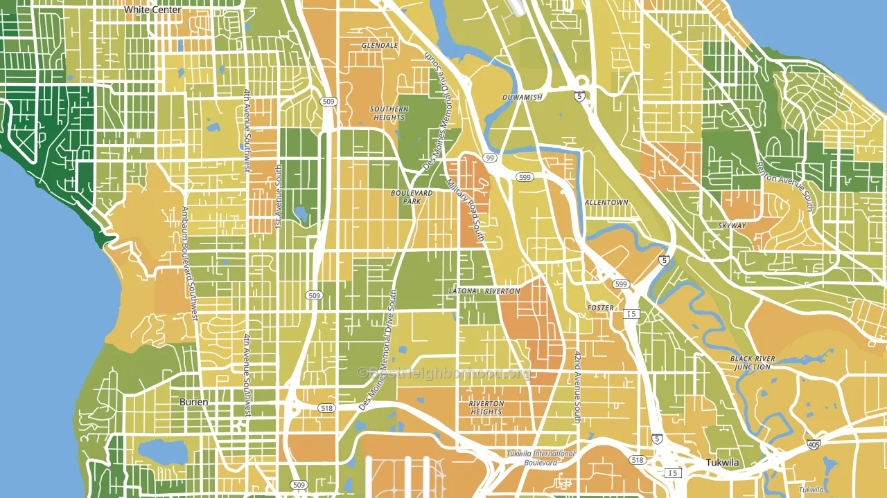 98168, WA block-group voter-turnout map