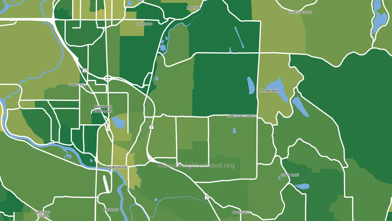 98290, WA block-group voter-turnout map
