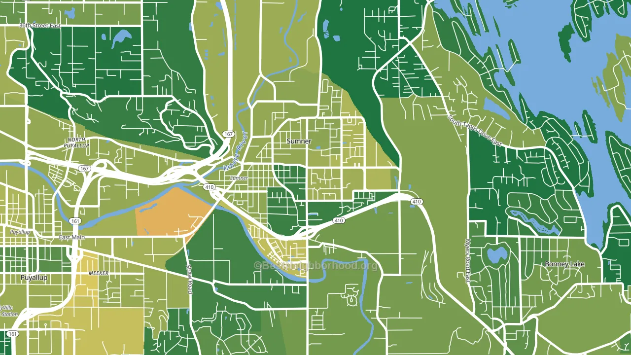 98390, WA block-group voter-turnout map