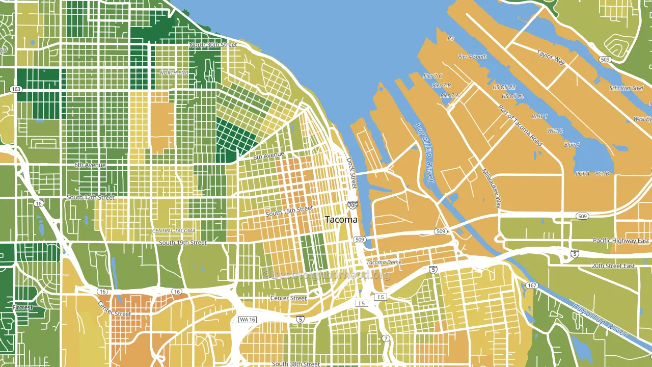 98402, WA block-group voter-turnout map