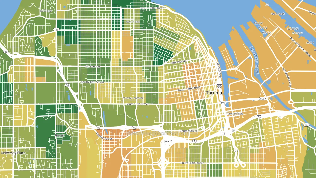 98405, WA block-group voter-turnout map