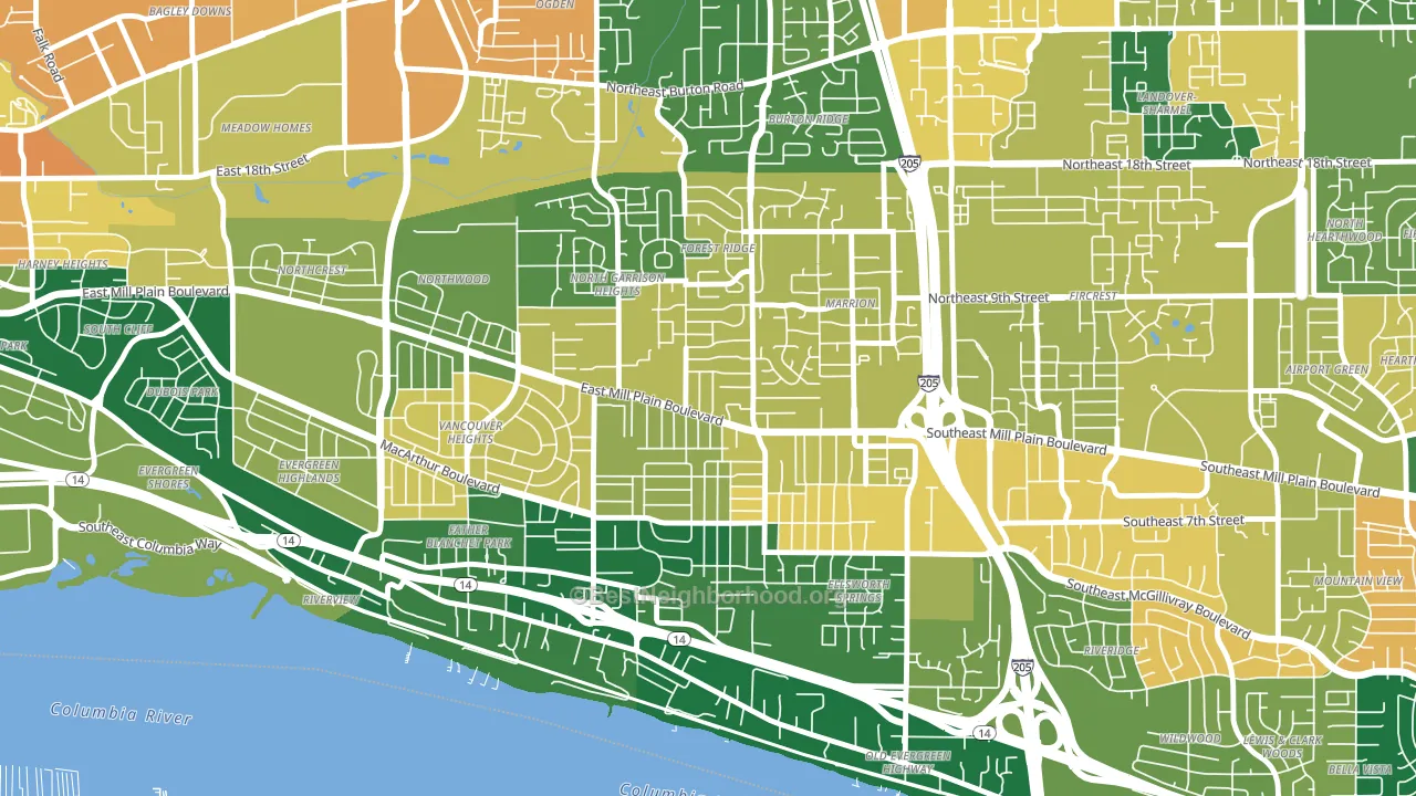 98664, WA block-group voter-turnout map