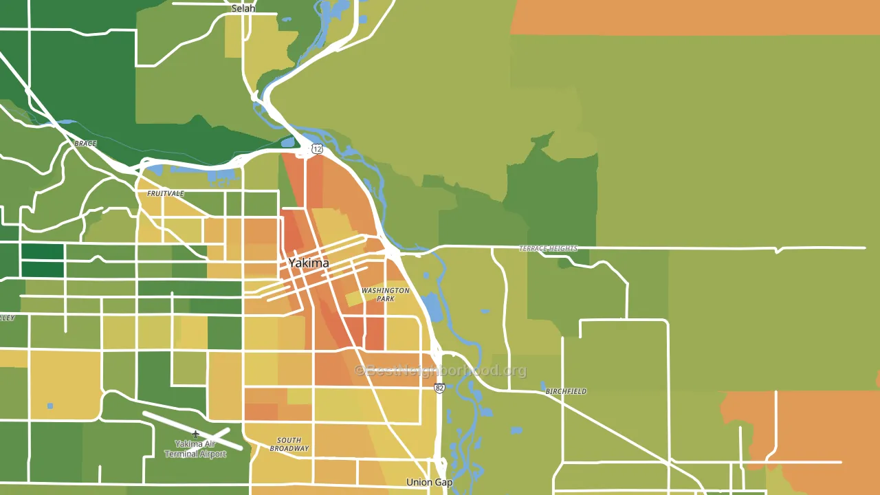 98901, WA block-group voter-turnout map