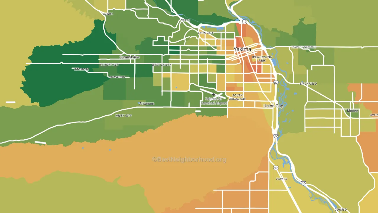 98903, WA block-group voter-turnout map