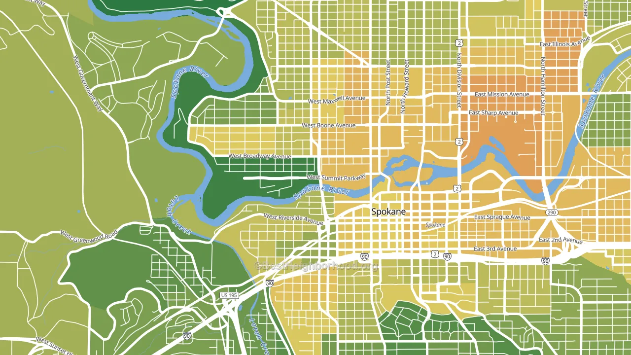 99201, WA block-group voter-turnout map