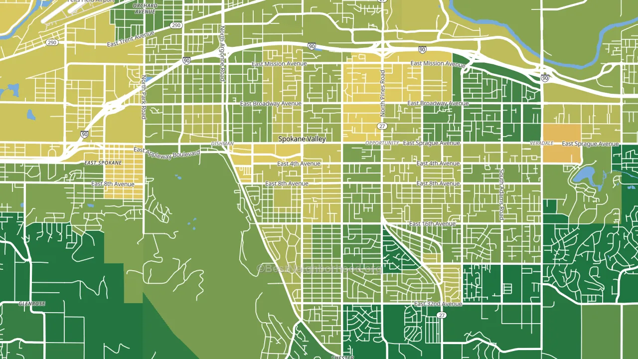 99206, WA block-group voter-turnout map