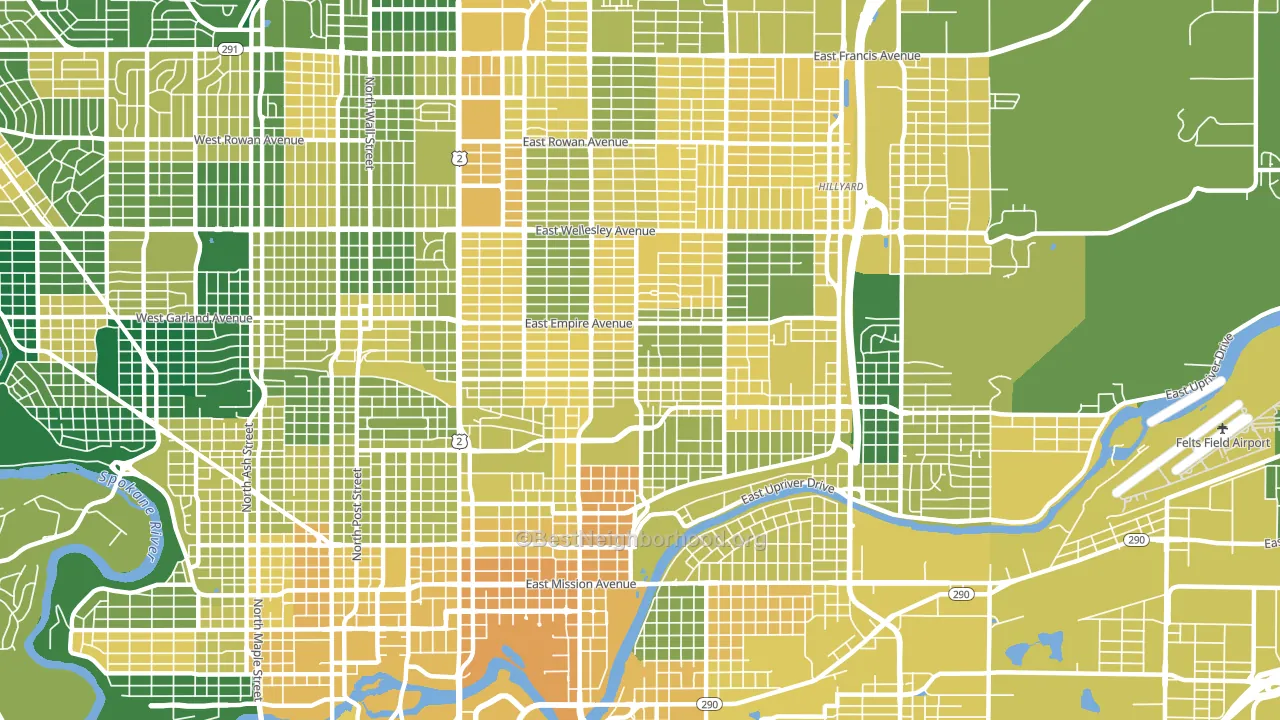 99207, WA block-group voter-turnout map
