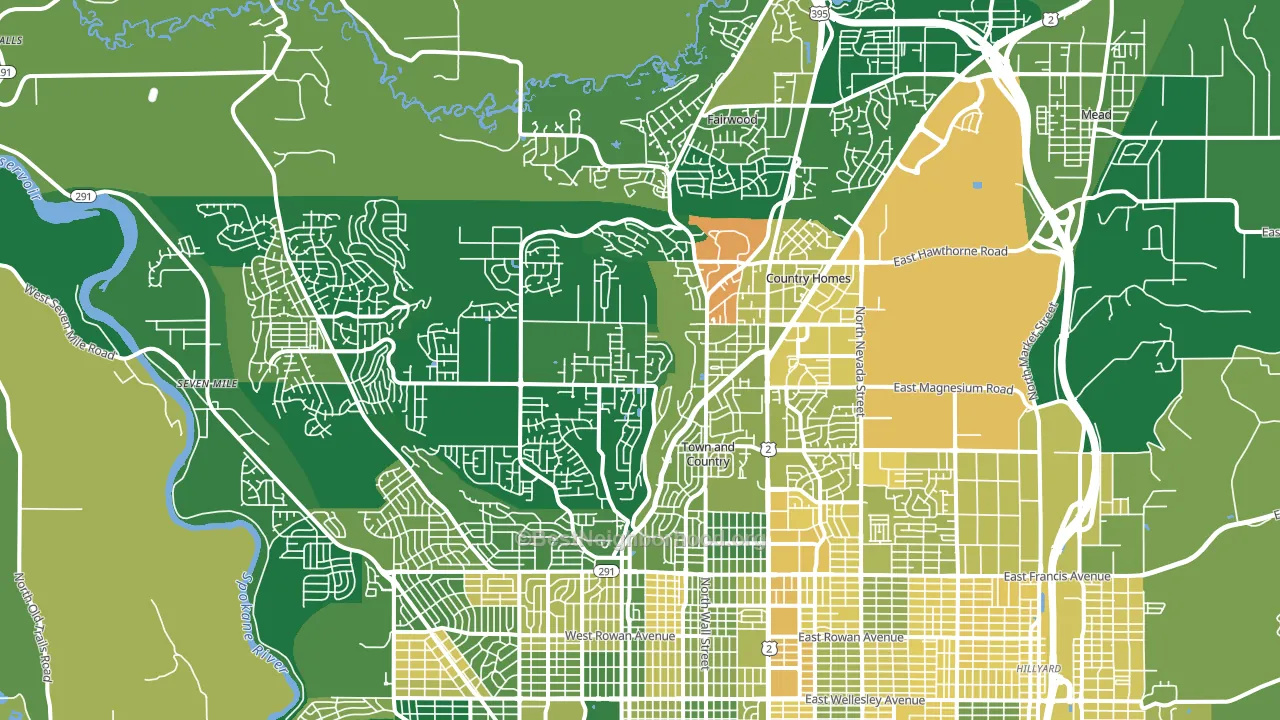 99208, WA block-group voter-turnout map