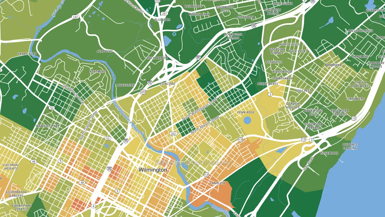 9th Ward, Wilmington, DE block-group voter-turnout map